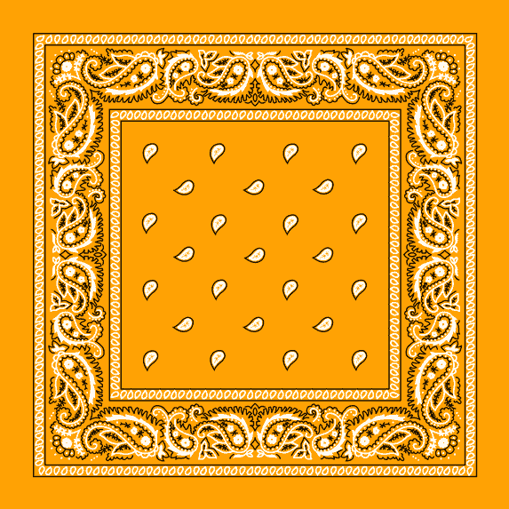 Gold Paisley Bandana - Single Piece 22x22