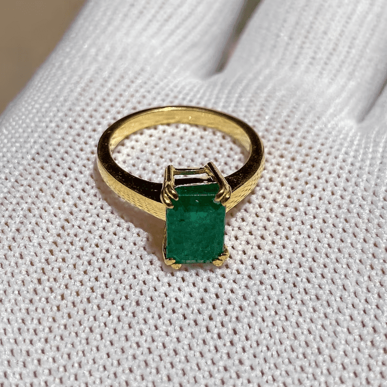 Gold Palleted Natural Emerald Silver Panna Ring Certified for Women s and Men s