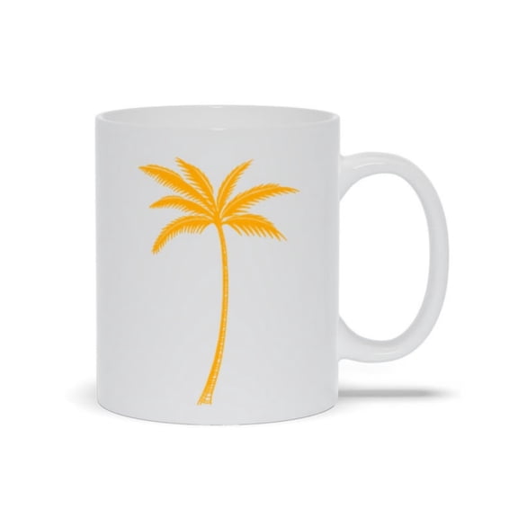 Gold Palm Tree Coffee Mug Tropil Iand Paradise Ceramic Cup.