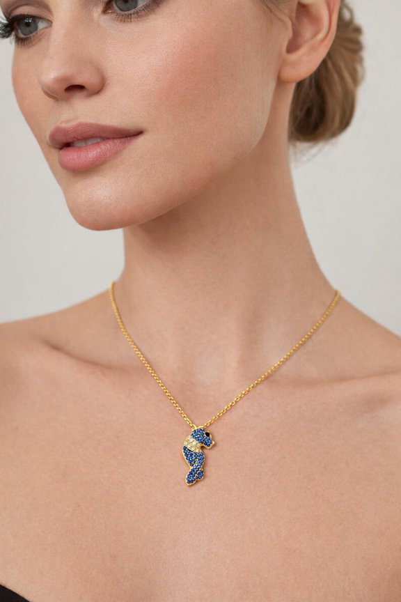 Gold Panther Pendant Necklace Cubic Zirconia 925 Sterling Silver