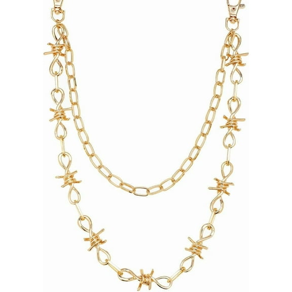 Gold Pants Chains Double Layer Thorn Metal Chain Waist Wallet keychain Jeans Chains for Men Women Daily Wear