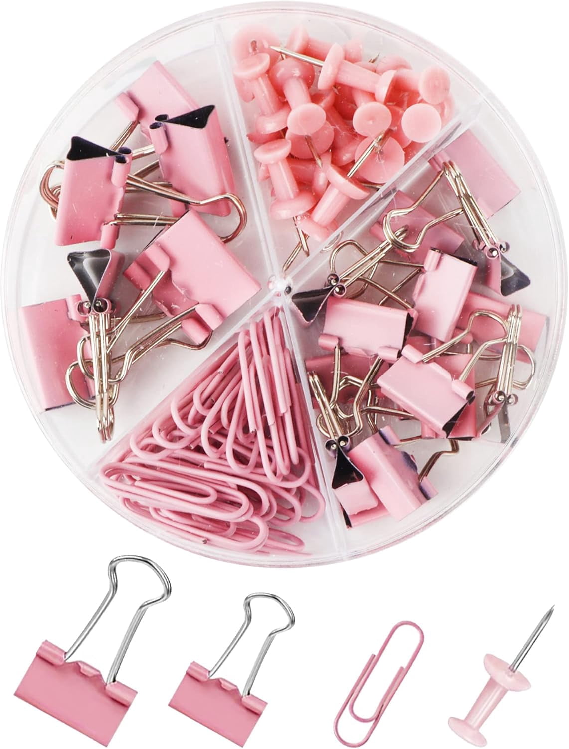 Gold Paper Binder and Clips Set, Metal Assorted Sized Binders with Push Pins, Cute Office Supplies, Teacher Desk Must Haves, Desk Accessories