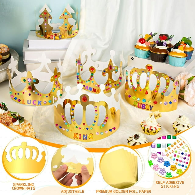 Gold Paper Crowns, Diy Birthday King Crowns Craft To Decorate, Paper ...