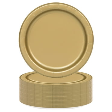 Disposable Paper Plates, 7", Gold, 70 Count, by Way To Celebrate