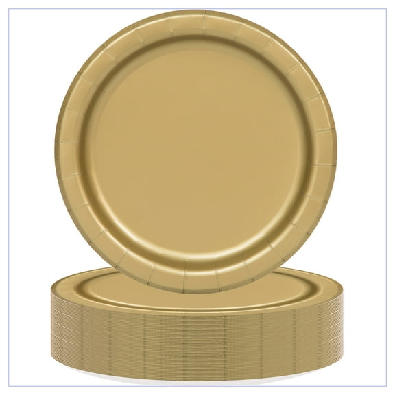Disposable Paper Plates, 9", Gold, 55 Count, by Way To Celebrate