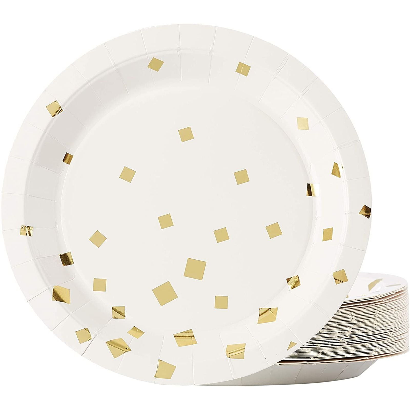 Gold Paper Plates 48 Pack Gold Foil Square Confetti 9 Inch Disposable Plates Gold Party Supplies Appetizer Lunch Dessert Round Party Plates Walmart