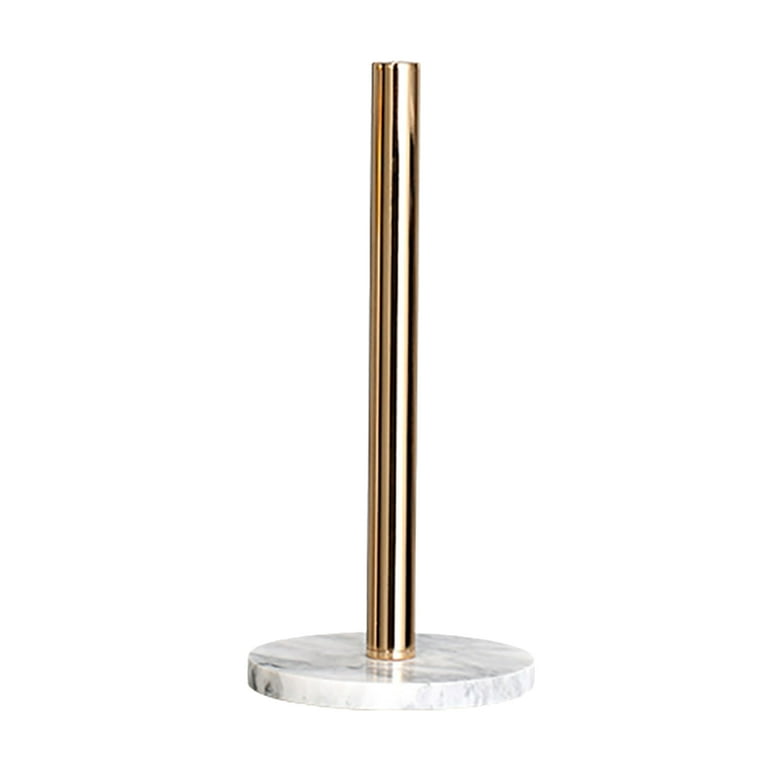 Gold Paper Stand with Marble Base Vertical Paper Towel Rack Modern Paper Towel Holder Roll Toilet Countertop Kitchen A