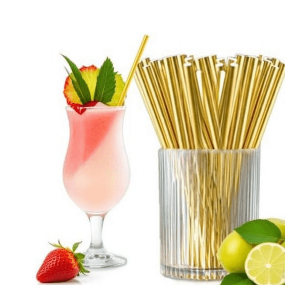 Gold Paper Straws Disposable Cocktail Drinking Cake Pop Sticks for Bachelorette Party Favors Birthday Holiday Celebrations D r Supplies Anniversary Wedding New Year