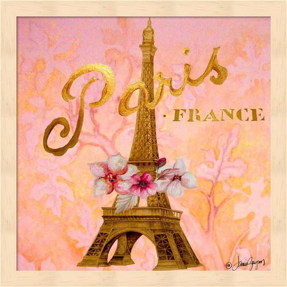 Metaverse R910799-0120000-AEAAAACAN4 13.25 x 13.25 in. Gold Paris Eiffel Framed Wall Art by Janice Gaynor