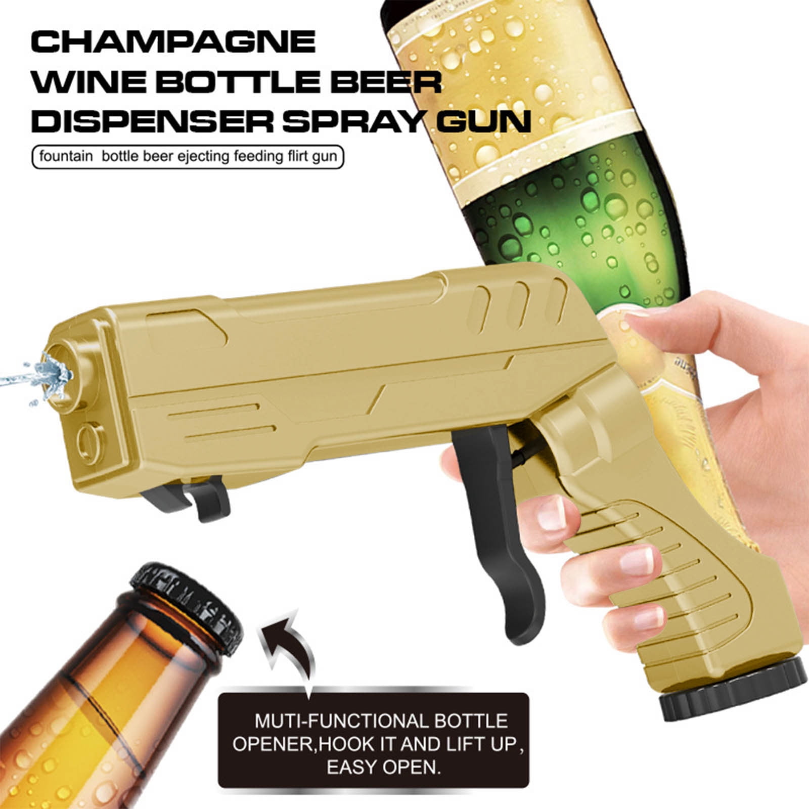 Gold Party Beer Champagne Launcher Prop Gun Bottle Sprayer Dispenser ...