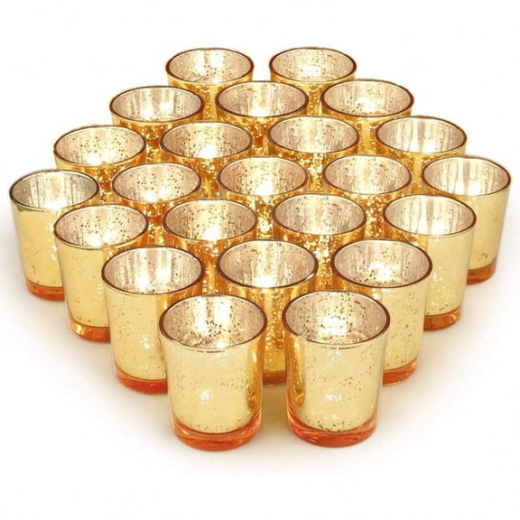 Gold Party Decorations 72pcs Mercury Glass Gold Votive Candle Holders Set for Wedding Bridal and Shower