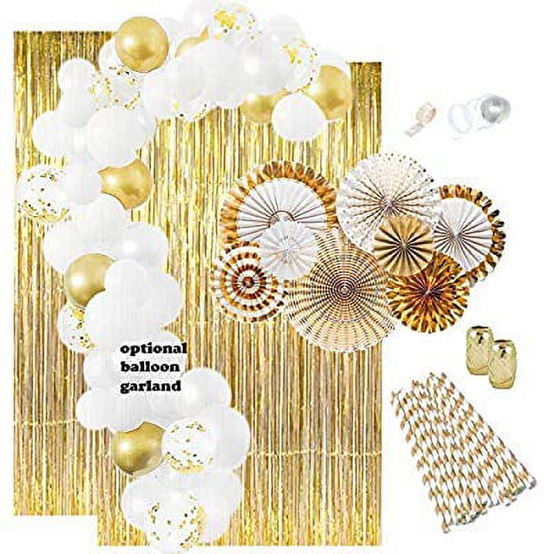 2024 Platinum Balloon Wreath Kit With Gold Wire Curtains Platinum Balloons  White And Gold Wedding Birthday Party