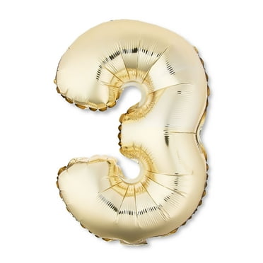 16" Gold Number 3 Foil Balloon, by Way To Celebrate