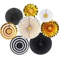 thumbnail image 1 of Gold Party Hanging Paper Fans Decoration, Wedding Birthday Graduation Party Supplies Home Decoration Round Events Accessories Set of 8, 1 of 6