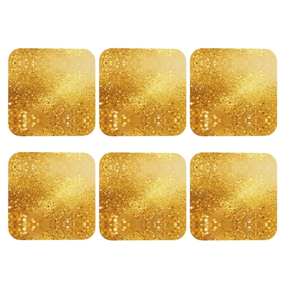 Gold Pattern Leather Drinks Coasters Suitable for Various Cups Set of 6 Square
