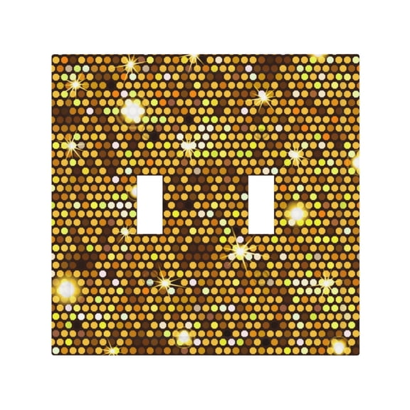 Gold Pattern Of Hexagons 2 Gang Switch Wall Plate Decorative Double Toggle Cover with 4 Painted Screws for Home & Commercial Use