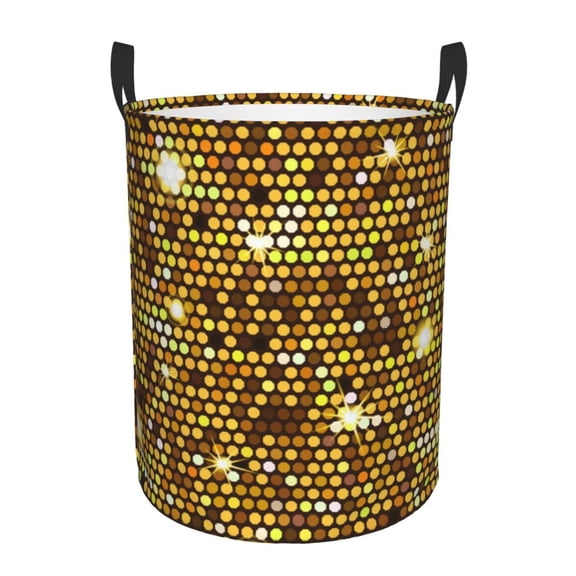 Gold Pattern Of Hexagons Foldable Laundry Hamper with Handle Storage Basket for Clothes Toys & Organizing