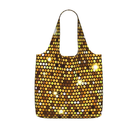 Gold Pattern Of Hexagons Foldable Reusable Shopping Bag Large Capacity Tote Handbag Storage Pouch for Travel Work