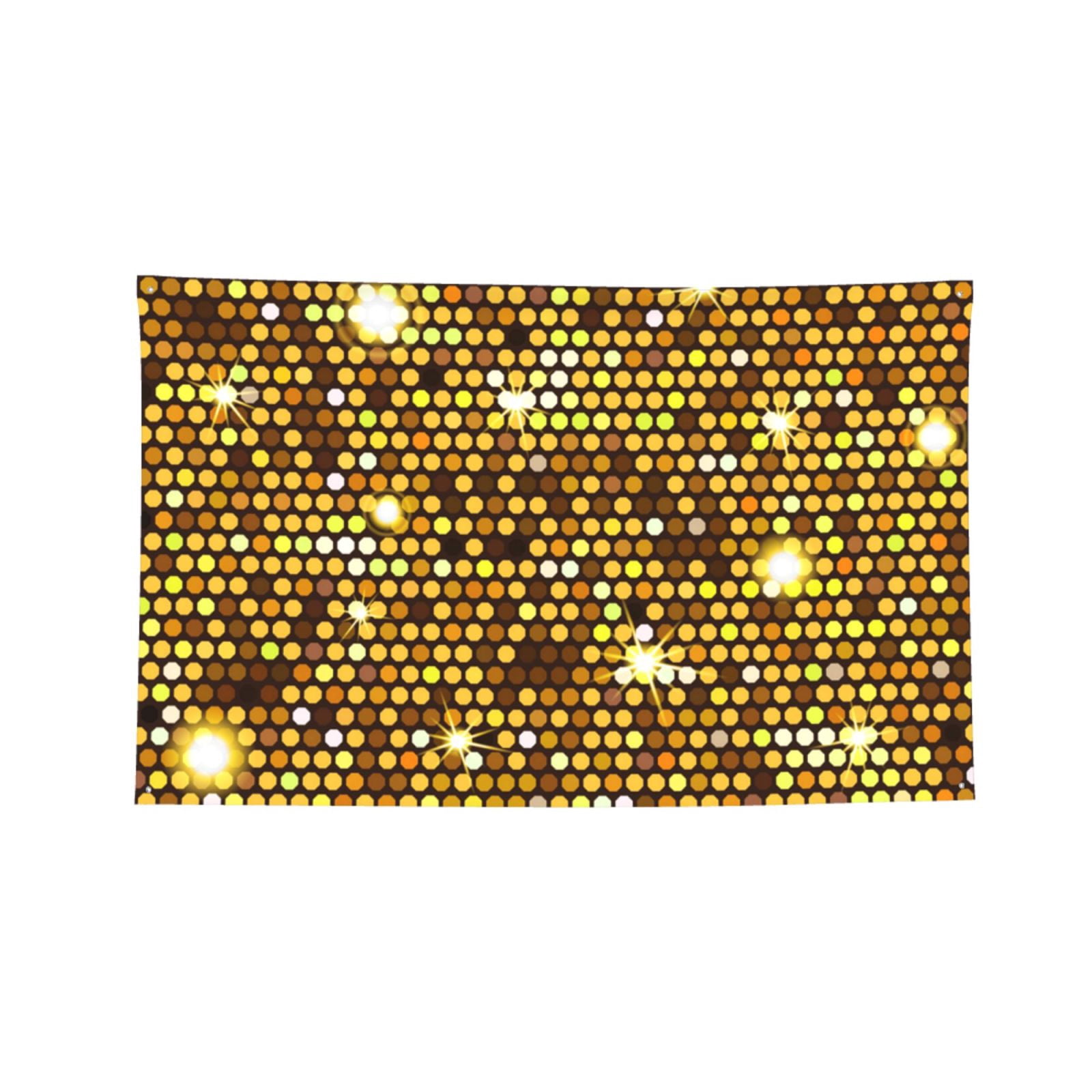 Gold Pattern Of Hexagons Four Hole Decorated Banner Flag for Garden Yard Home Decoration Indoor Outdoor 4x6 Ft
