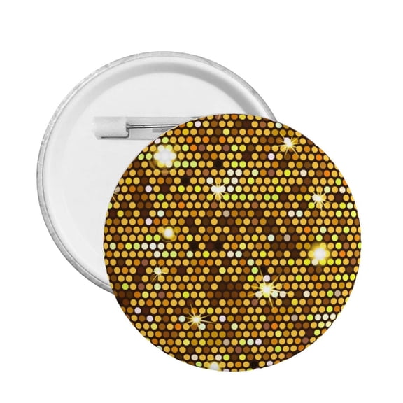 Gold Pattern Of Hexagons Round Button Pin Badge 5PCS Pinback Buttons Lapel Pin for Jacket, Backpack, Hat, Party Favor, Gift