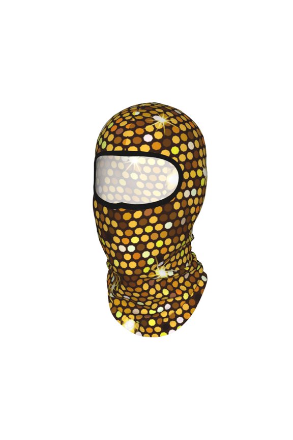 Gold Pattern Of Hexagons Unisex Balaclava Ski Mask Full Face Cover for Cold Weather & UV Protection, Breathable Cooling Helmet Liner
