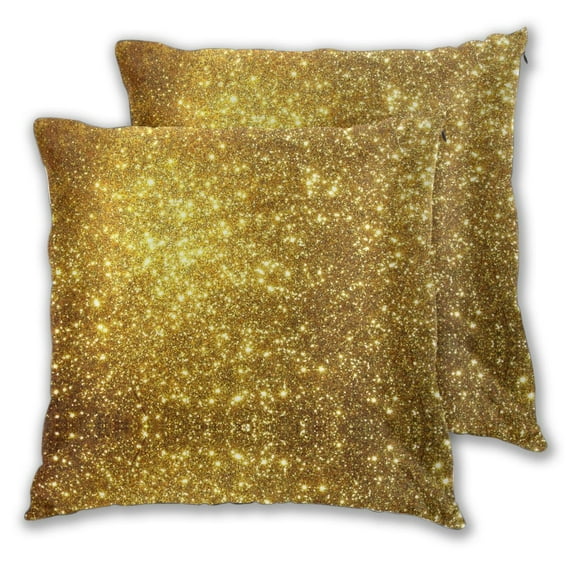 Gold Pattern Throw Pillow Covers Pack of 2 Soft Decorative Square Cushion Covers for Couch Sofa Bed Livingroom Car 18"x18"