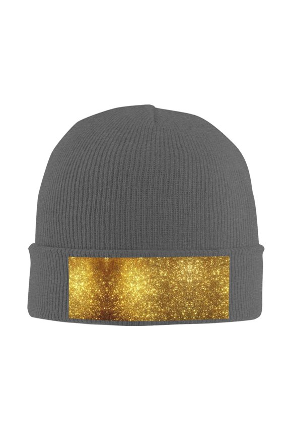 Gold Pattern Winter Beanie Hats for Men Women Warm Cozy Knitted Cuffed Skull Cap Deep Heather