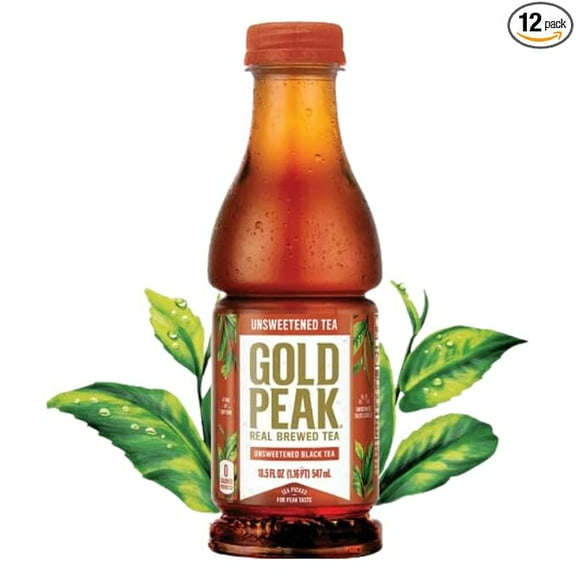 Gold Peak 18.5 Ounce 12 Pack Tea Bundled by Louisiana Pantry (Unsweet Black)