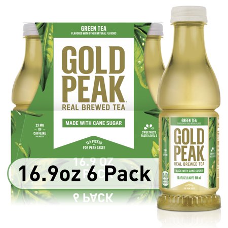 Gold Peak Real Brewed Tea Iced Green Tea Drink, 16.9 fl oz, 6 Bottles