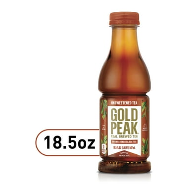 Gold Peak Real Brewed Tea Unsweetened, Black Iced Tea Drink, 18.5 fl oz, 12 Bottles
