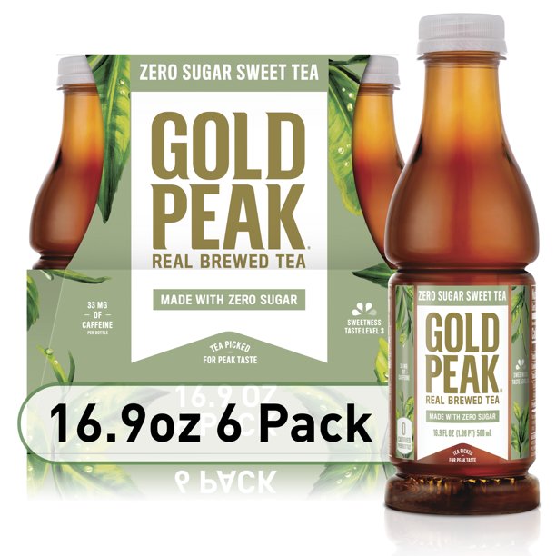 Gold Peak Real Brewed Tea Zero Sugar Diet, Bottled Tea Drink, 16.9 fl