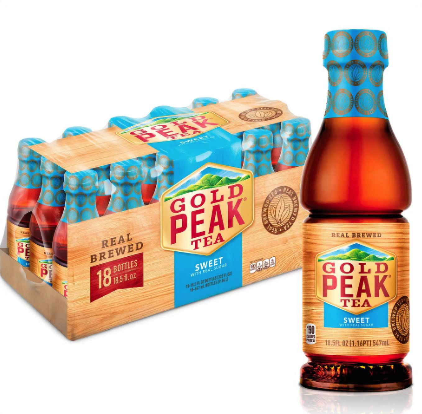 Gold Peak Real Brewed Sweet Tea, Bottled, 18.5oz - Pack of 18 - Walmart.com