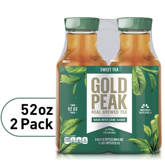 Gold Peak Sweetened Black Iced Tea Drink, 52 fl oz, 2 Pack