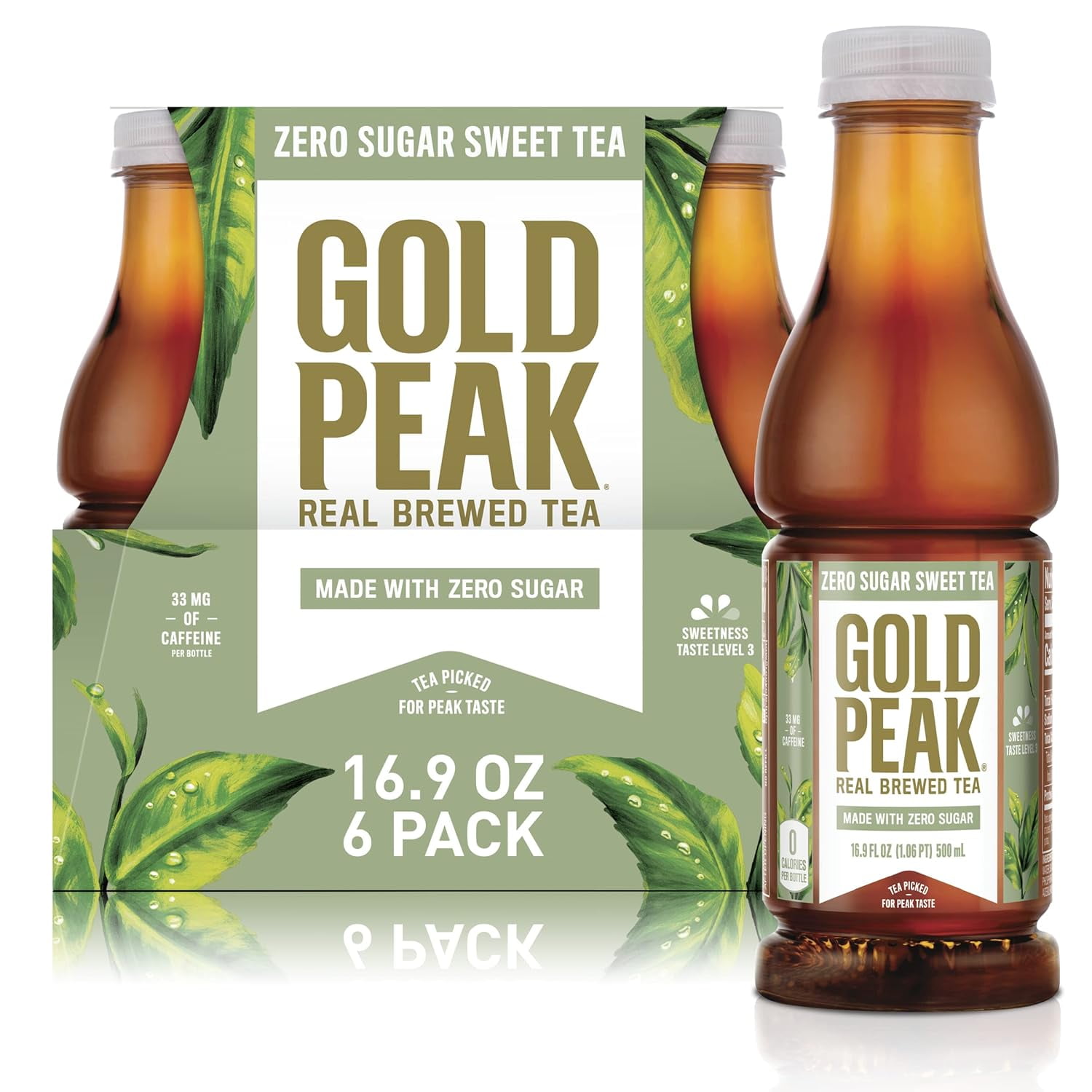 Gold Peak Tea Zero Sugar Sweet Tea 16.9 Fluid Ounce (2 Pack of 6)