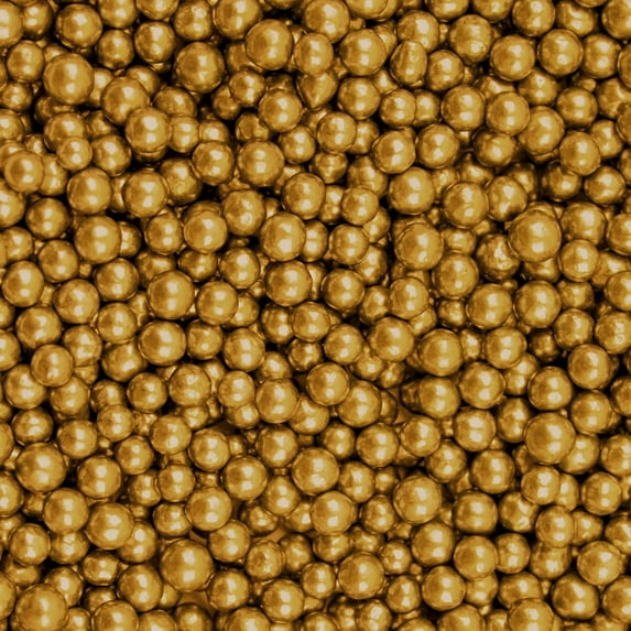 Krazy Sprinkles - Edible Gold Pearl 4mm Beads - Refined Cake Decor, 1/2 Cup
