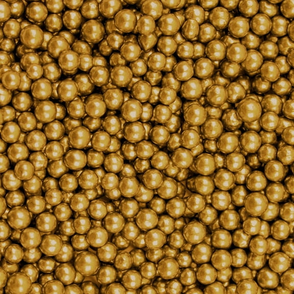 Krazy Sprinkles - Edible Gold Pearl 4mm Beads - Refined Cake Decor, 1/2 Cup