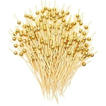 Okuna Outpost Appetizer Skewers - 150 Pack, 4.7 Inch, Gold Pearl Bamboo - Party, Brunch & Mimosa Bar Supplies - Bamboo Skewers for Catering - Cocktail Picks & Toothpicks for Appetizers