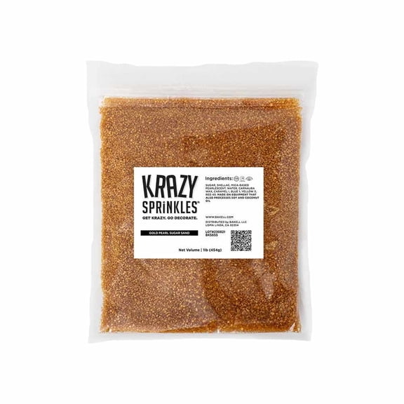 Krazy Sprinkles - Edible Gold Pearl Sugar Sand - Bold Cake Decoration, 1lb Bag