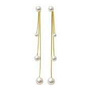 ZETSHION Gold Pearls Chain Drop Dangle Earrings 925 Sterling Silver for Women Long Tassel Front Back Cartilage Studs Earring