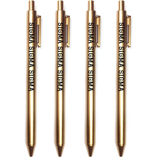 Gold Pen with Black Block Font 4Pack of Sorority Pens tri