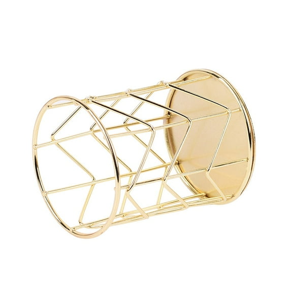 Gold Pencil Cup, Wire Metal Mesh Pen Holder, Make Up Brush Holder, Heavy Duty Pen Cup, Pen Organizer Accessories for Desk Office Home, 1 Pcs, 3.15x3.15x3.94"