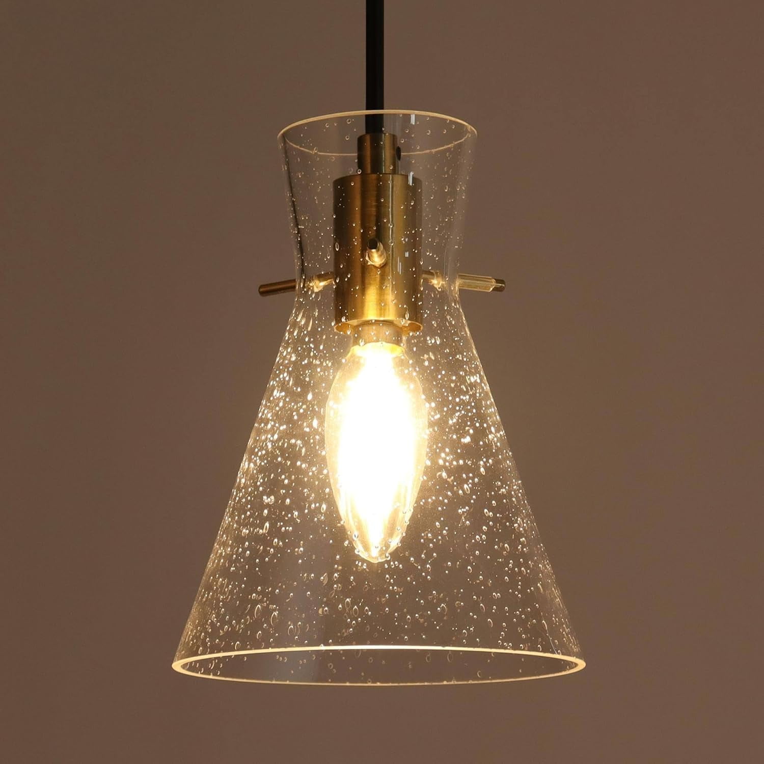 Gold Pendant Lights, Seeded Glass Pendant Lights for Kitchen Island, 1