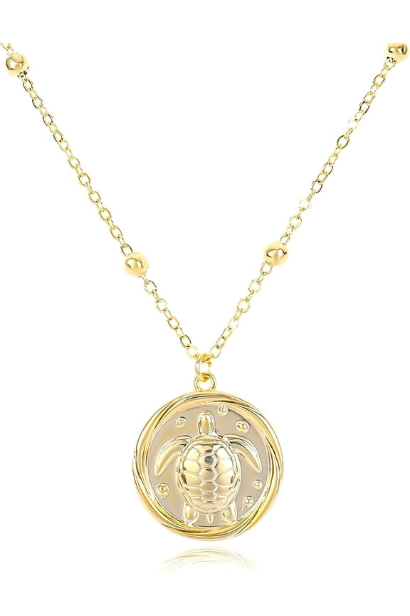 Gold Pendant Necklace For Women 14K Gold Plated Coin Pendant Necklace Adjustable Chain Disc Round Charm Initial Statement Necklace Trendy Jewelry Gift For Her[o484]