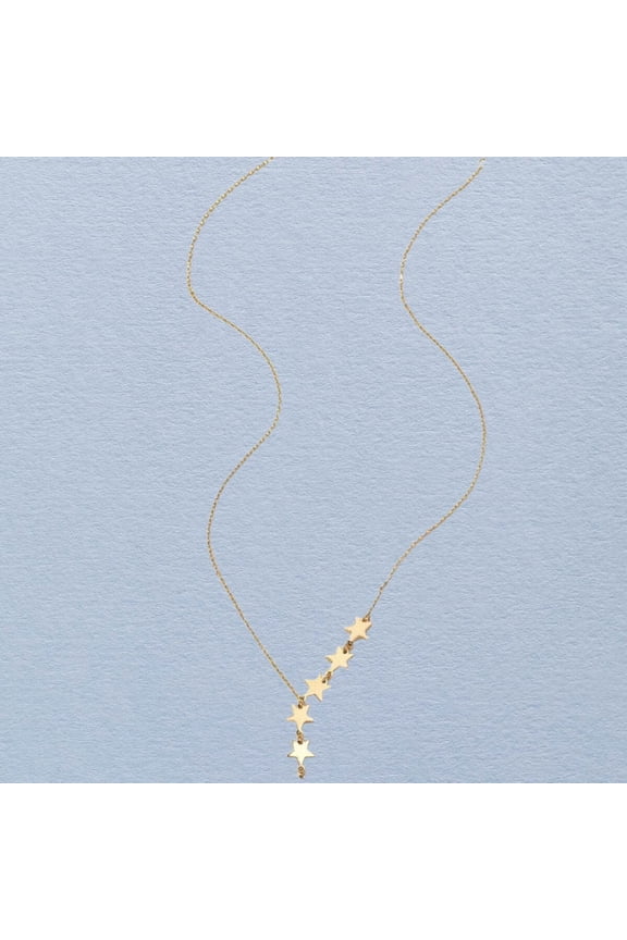 Gold Pentagram Necklace with Long Tassel Y Shape Chain for Daily Wear and Christmas Gifts