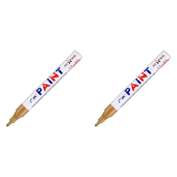 Gold Permanent Paint Pens Paint Markers - 2 Pack Oil Based Markers, Quick Drying and Waterproof Marker Pen, Car Tire, Metal, Rock Painting, Wood, Ceramic, Plastic, Canvas, Mugs, Medium Tip