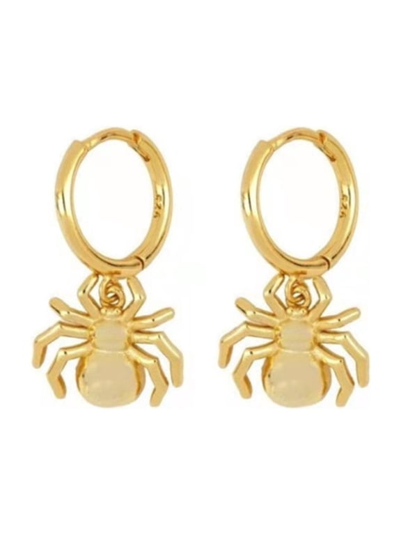 Gold Personalized Spider Huggie Hoop Earrings Animal Drop Dangle Earring Wrap Cuffs for Women