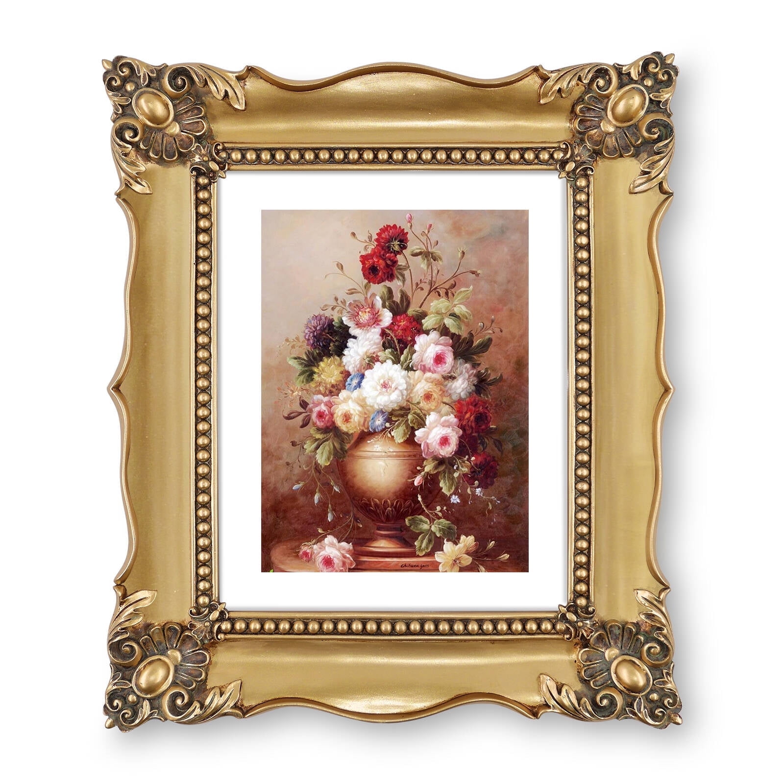 Gold Oval Picture Frame 8x10 - Vintage Antique Style Frame For Wall Or Tabletop, Hand-Painted Resin With Glass