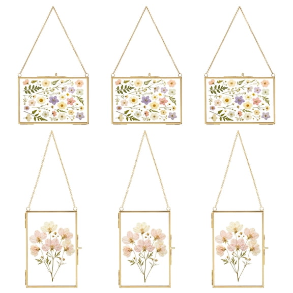 Gold Picture Frames Set 6 PCS 150x100mm 3 Horizontal 3 Vertical High Transparency Clear Glass Single Photo Display with Hanging Hardware for Home Office Wall Decor