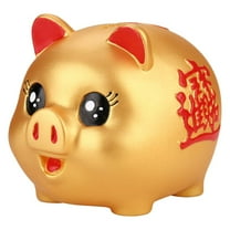 Gold Piggy Bank For Kids Adults ~ We Wish You Wealth and Success Money Saving Box Piggy Bank Coin Bank for Home Decor, Holiday and Birthday Gift, Gold