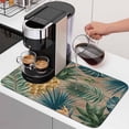 thumbnail image 1 of Gold Pineapple Dish Drying Mats for Kitchen Counter, Monstera Leaves Tropical Botanical Brown Wood Striped Absorbent Coffee Bar Mat with Non-slip Rubber Backed Quick Drying Dish Rack Pad 16"x18", 1 of 9